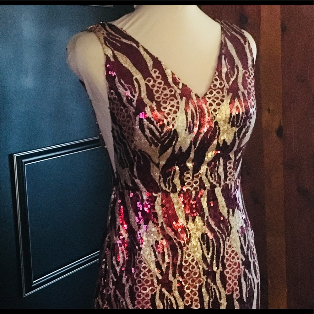 Deep Red Sequin Evening Gown